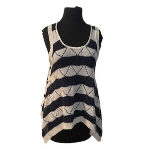 Cecico Women's Navy & White Bolero Shrugs Boho Crochet Lace Size Small